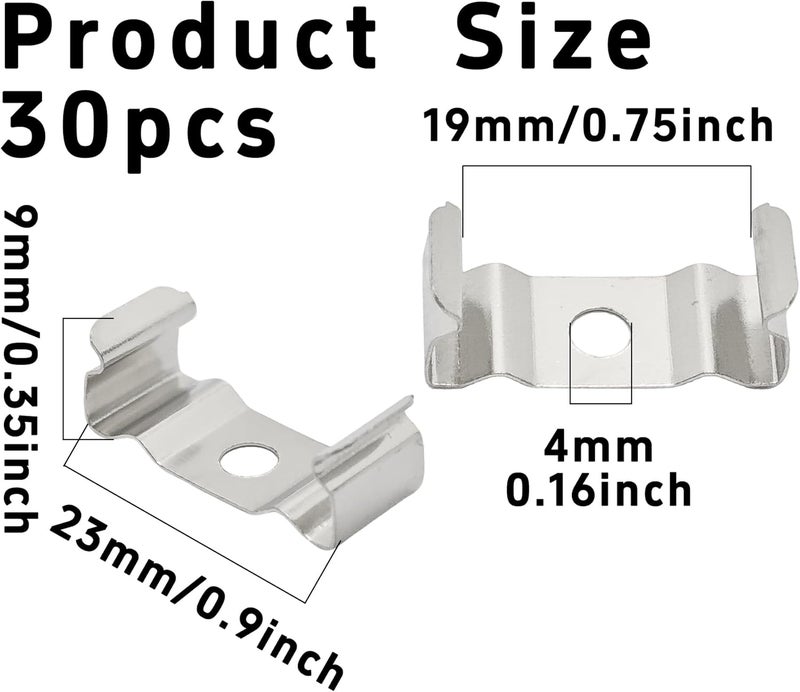 VIRELLO 30Pcs T5 LED Light Clips Bracket Hanger, Nickel-Plated Manganese Steel Mounting Holder for Integrated Tube Light Fixture - Image 2